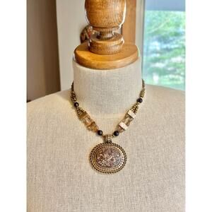 Vintage Copper Agate Pendant Necklace